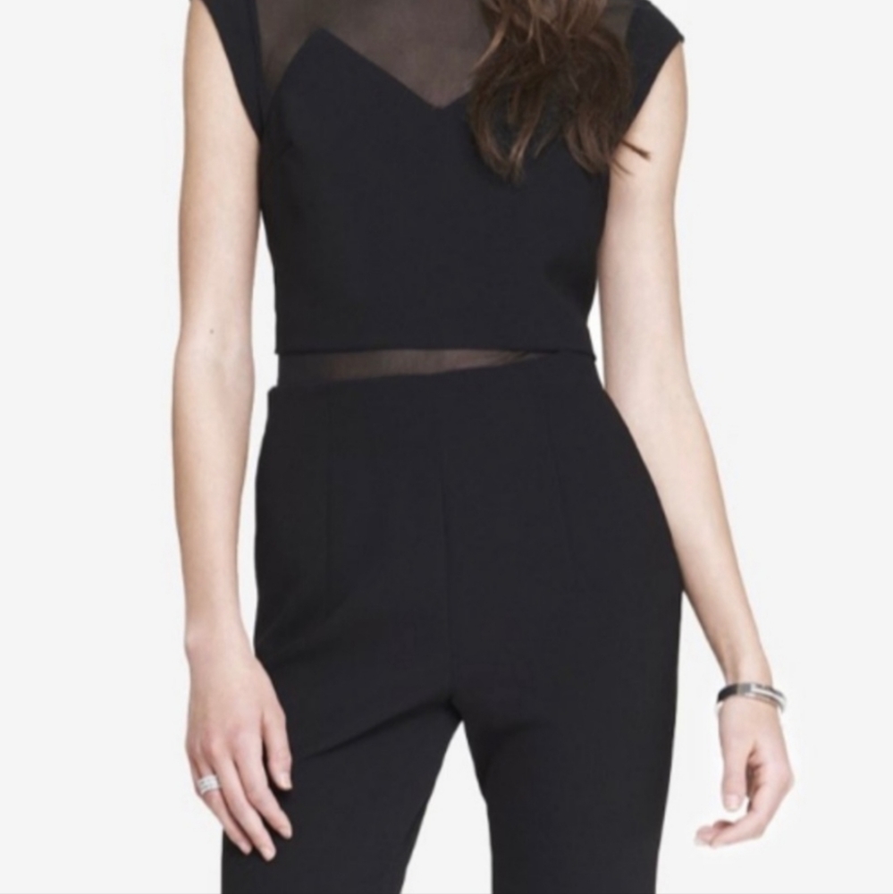 Express black mesh jumpsuit